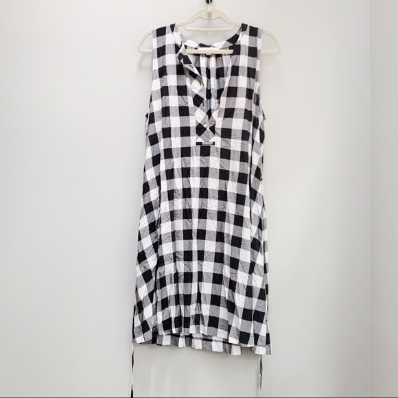 LOFT Buffalo Check Sleeveless Tie Waist Dress - Picture 3 of 8